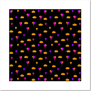 Love in the air with clouds and balloons pattern Posters and Art